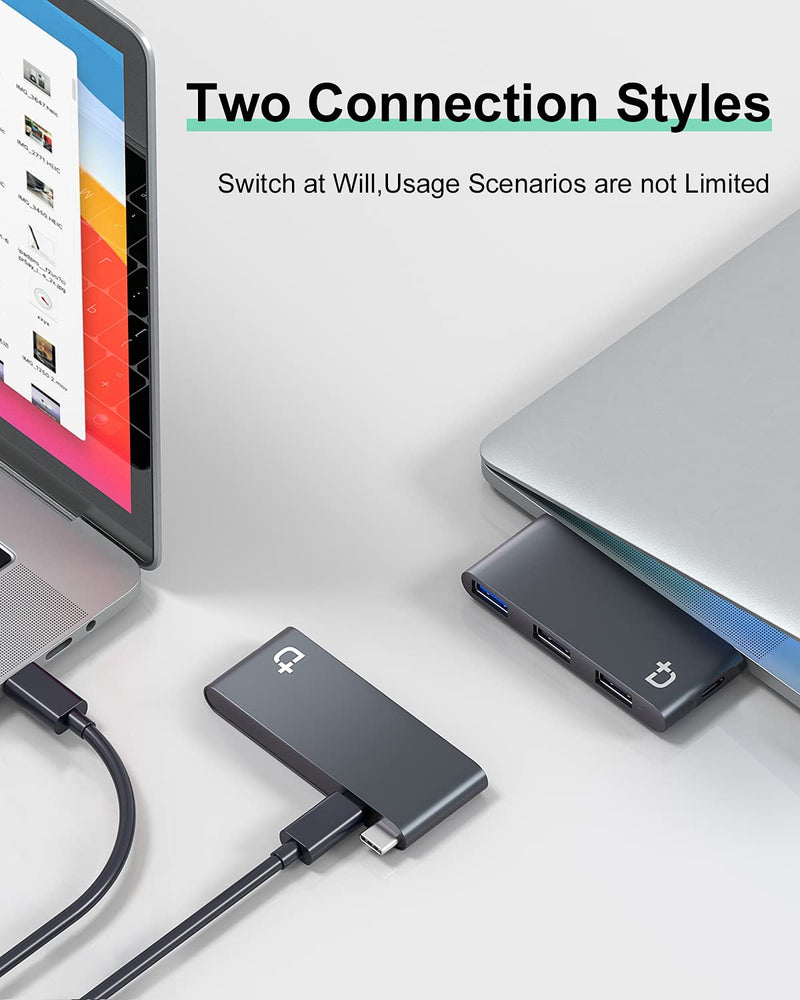 DockCase 4-in-1 USB-C Hub with Type C, USB 3.0, USB 2.0 Compatible 2021-2016 MacBook Pro 13/15/16, New Mac Air/Surface, ChromeBook, Dell XPS, Surface Book and More USB C Devices