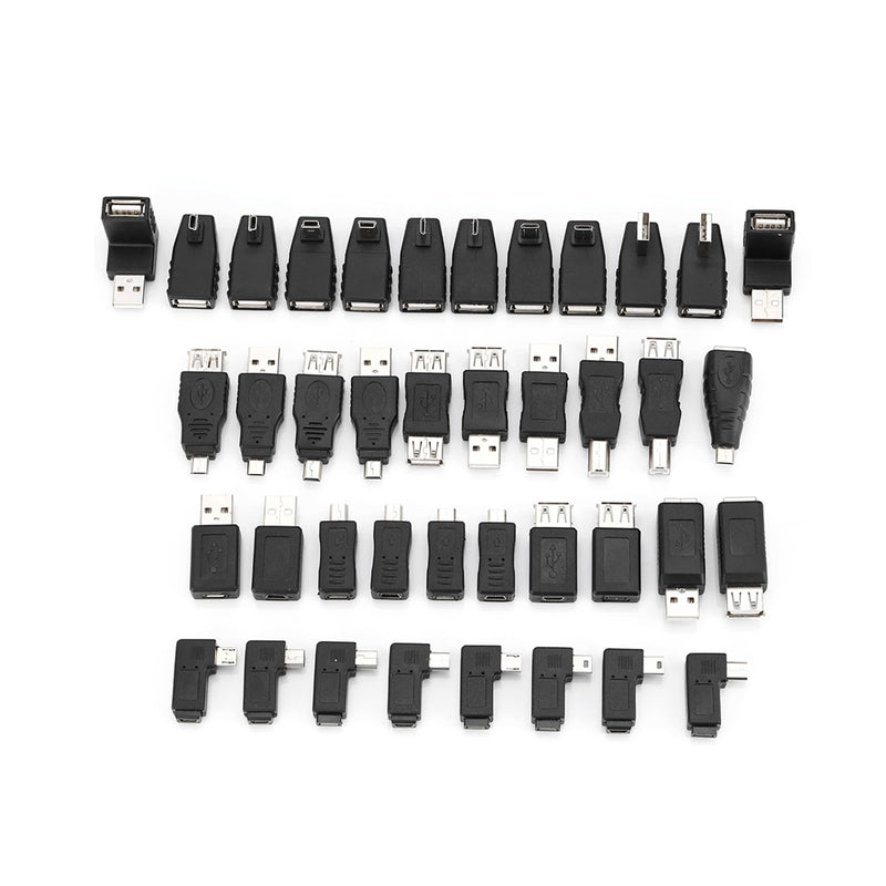 USB Adapter Kit, 40Pack Plug and Play Angled Mini Micro Type B Male Female Converters Connectors Type C Female to Micro USB Male Adapter for USB 2.0 Adapters