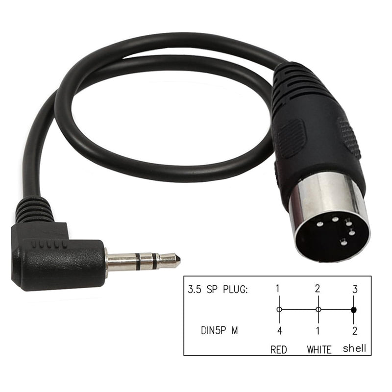 5 Pin DIN Cable, MIDI Din 5 Pin Male to 90 Degree 3.5mm 1/8'' Male TRS Stereo Jack Audio Cable for Speaker, Amplifier, Mixe, MIDI Keyboard(0.5M/1.7FT)
