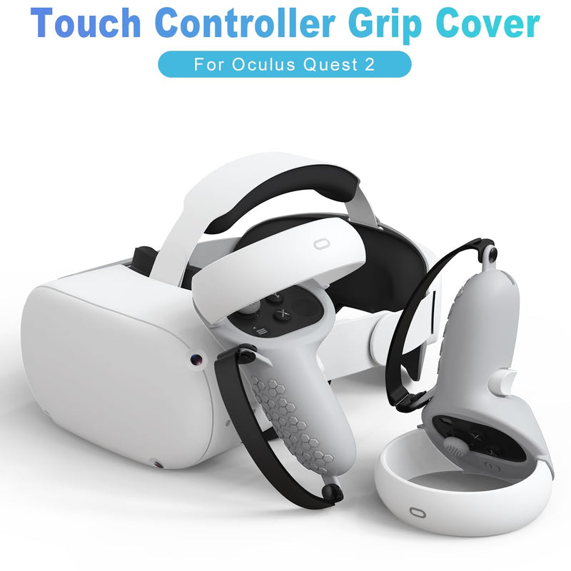Controller Grip for Oculus Meta Quest 2 Accessories Grips Cover for VR Touch Controllers Covers Protector with Non-Slip Joystick Covers 1Pair (Gray) Gray