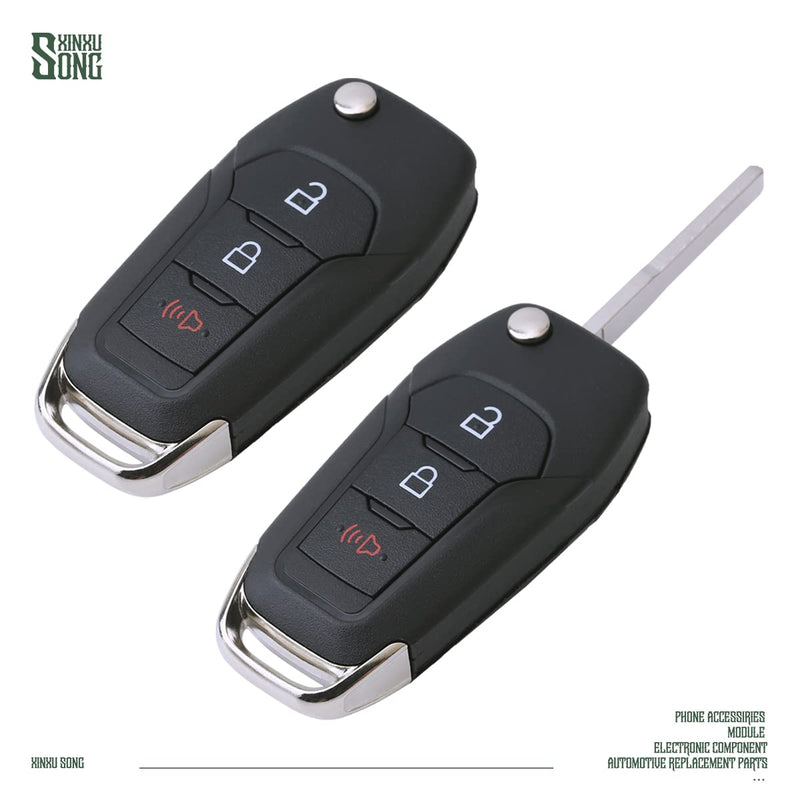 2Pcs Car Key Fob Keyless Flip Control Entry Remote N5F-A08TAA 3 Button Vehicles Replacement Compatible with Ford F150 Explorer Escape 164-R8130