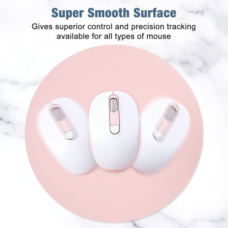 Hsurbtra Mouse Pad, Double-Sided PU Leather Small Round Mousepad 8.7 x 8.7 Inch,Anti-Slip Waterproof Mouse Mat, Pretty Cute Mouse Pad for Office Home Gaming Laptop Men Women Kid,Pink & Blue Pink
