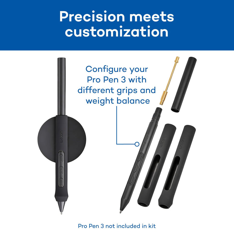 Wacom Pro Pen 3 Customization Kit | If your Wacom device came with the slim version of the PP3, this kit comes with the grips & weights to configure the pen