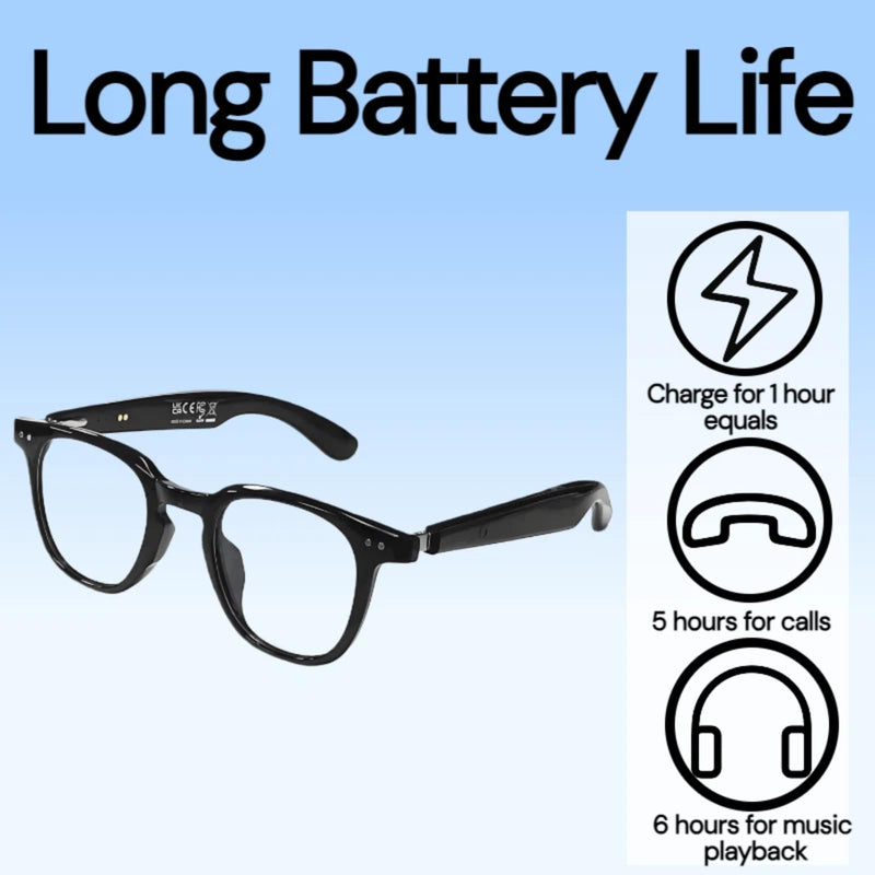 Smart Bluetooth Glasses, Sunglasses with UV and Blue Light Protection, AI Real-time Translation with 140 Languages, Touch Control, Music & Call for Athletic/Outdoor, Unisex (Black) Black