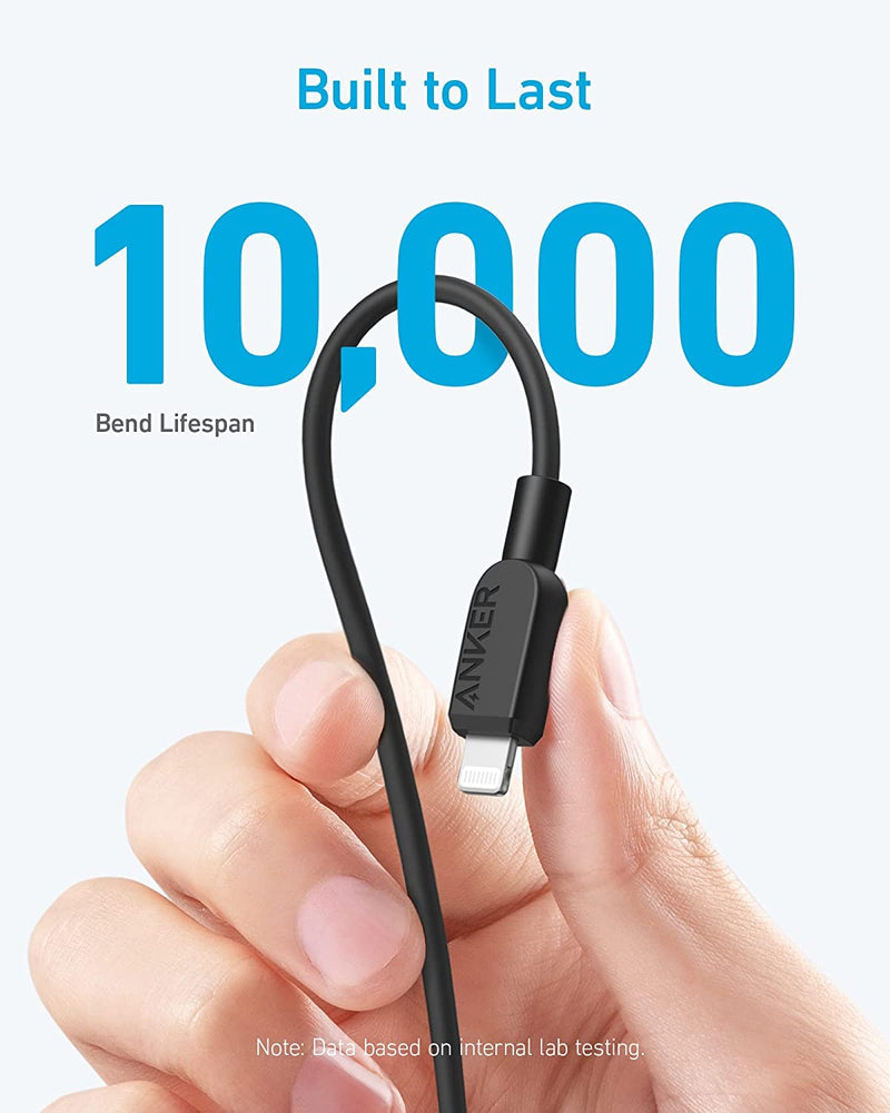 Anker 6 ft Premium Double-Braided Nylon Lightning Cable USB C to Lightning Cable, 310 USB-C to Lightning Braided Cable(2pack, 6ft, Black)