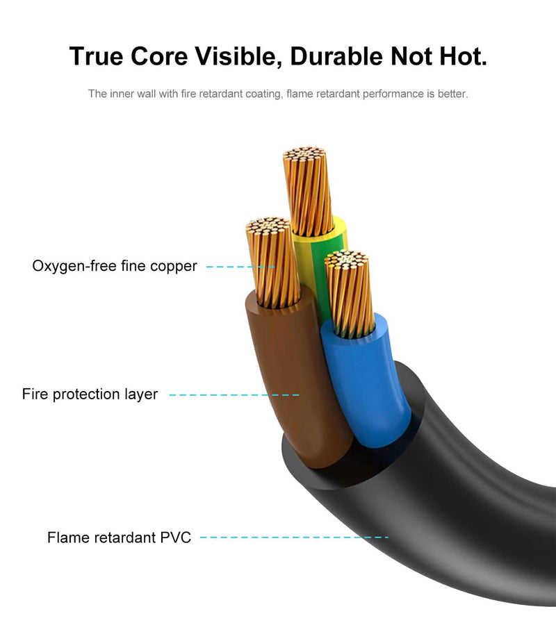 Power Cord Cable for Amplifier Musical Peavey Vox Guitar Amp PC AC Amplifiers, 18 AWG Universal 3 Prong Replacement AC Power Cord Cable 6FT 6 Feet