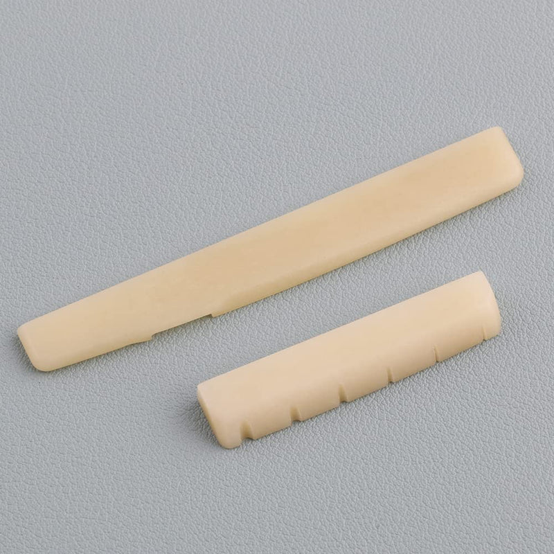 Unbleached Acoustic Guitar Bone Nut & Saddle Set Compatible with YMH FG Acoustic Guitar 43mm / 75mm