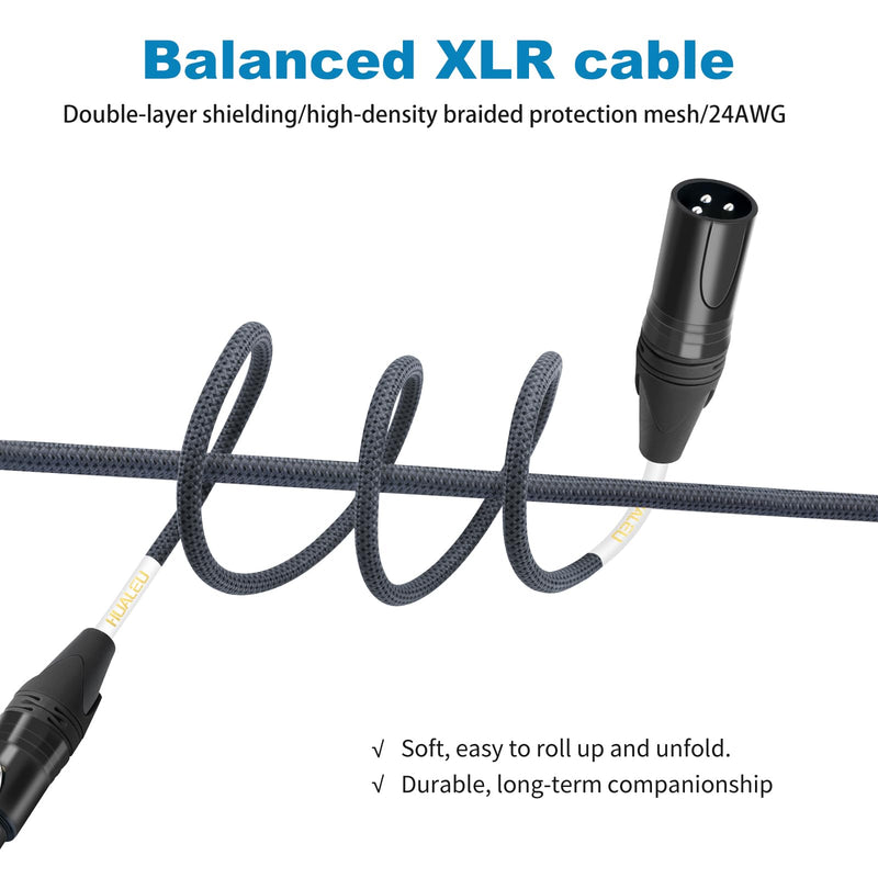 XLR Male to Female 25ft Microphone Cable Oxygen-Free Copper (OFC) XLR Male to Female Cord 3-pin Balanced Microphone Speaker Cable-2 Pack 25Feet