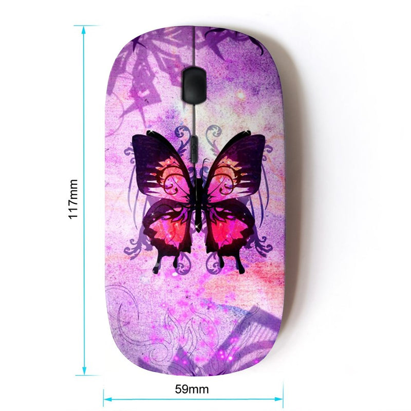 KOOLmouse [ Optical 2.4G Wireless Mouse ] [ Purple Pen Art Floral Butterfly ]