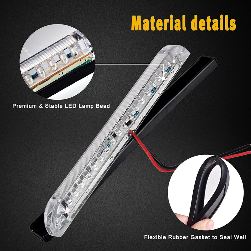 [AUSTRALIA] - nifeida 8" Clear Lens 18LED Waterproof Utility Strip Light Bar Surface Mount for 12V Marine Boat RV Interior Light Slim Line Pickup Truck Trailer Under Hood Lights Side Marker Lamp [Pack of 4] White 