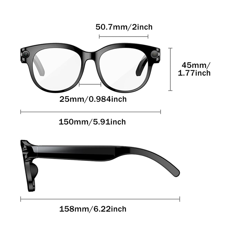 Smart Camera Glasses – 8MP Video Recording Sunglasses with 3 Interchangeable Lenses, HD Photos & Videos, AI Translation, Object Recognition, Lightweight Wearable Tech for Vlogging & Travel