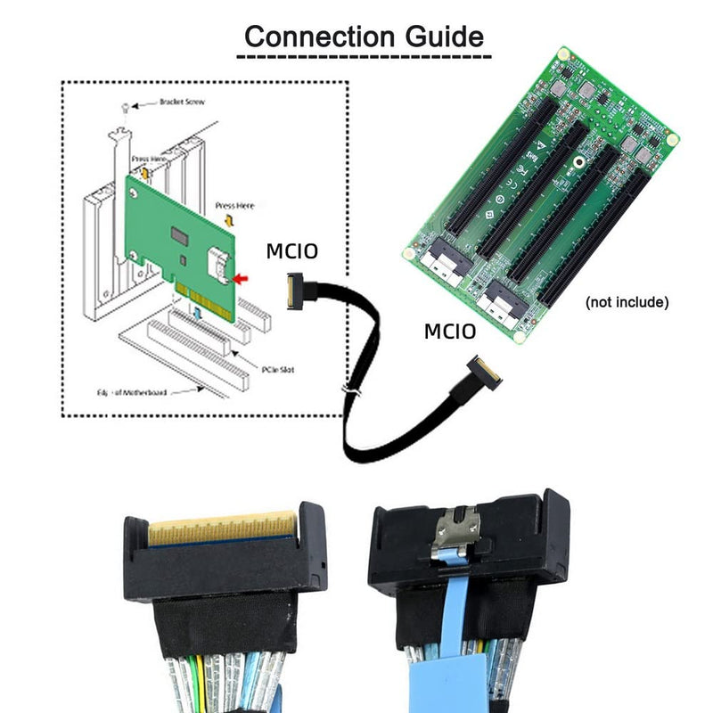 xiwai Slimline MCIO 8i 74Pin Male to MCIO PCIE 5.0 4.0 74Pin Male Extender Cord, PCI-E 5.0 Mini Cool Edge IO MCIO Cable 50cm MCIO-MCIO Straight