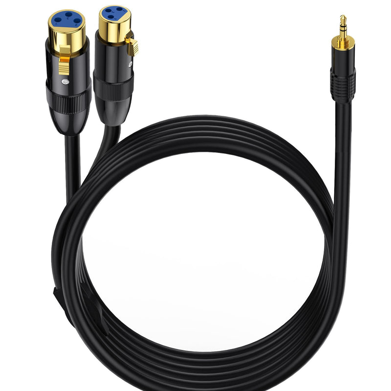 MOTONG XLR Microphone Cable, Gold-Plated 3.5mm Male to Dual XLR Female Unbalanced Interconnection Cable for Microphone, Sound Card, Camcorder & More 0.5M/1.6FT（Male to Female）
