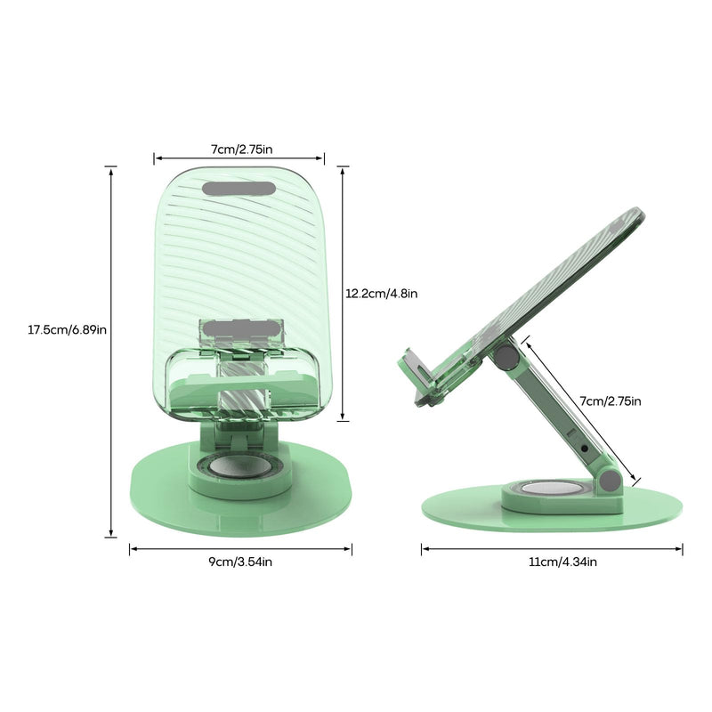 Foldable Desktop Phone Holder, Phone Holder on Desk Compatible with iPhone15, 14, 13 Pro Max Mini, Suitable for 3.5-12.9 inch Phones and Tablet Computer. (Green) Green