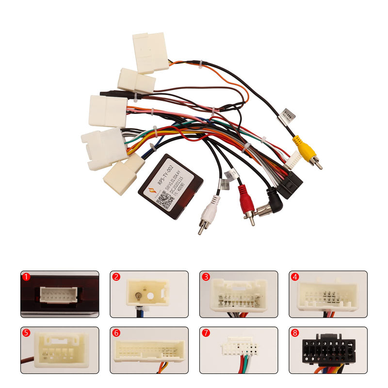 16PIN Car Stereo Wiring Harness Canbus for Toyota Camry RAV4 Corolla Tundra Highlander 2007-2012, Radio Wire Harness Power Cable Compatible with Android Head Unit JBL AMP Backup Camera SWC White - CAN005-X Mid Trim JBL