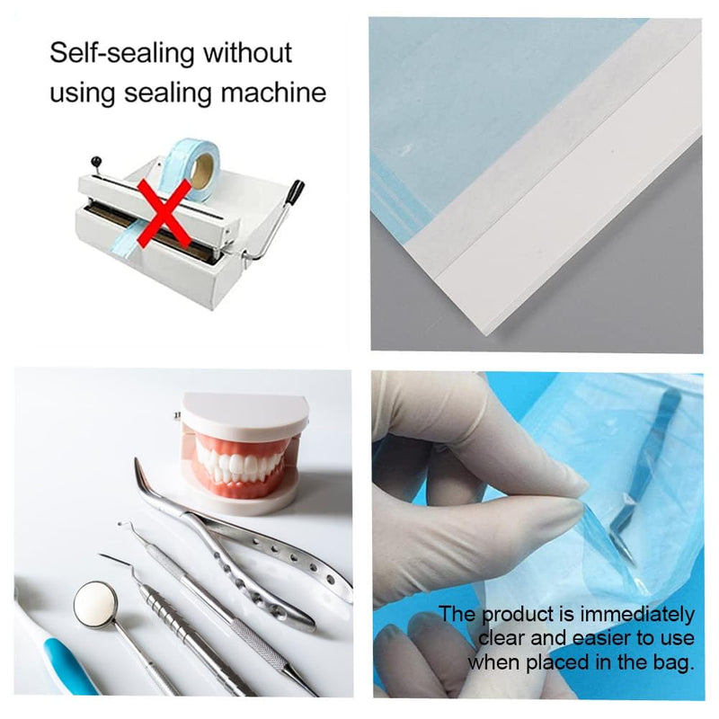 Disposable Sterilisation Bags, 200 x Sterilisation Bags (135 x 280 mm) with SK Seal Sterilising Bag, Sterilising Bag for Autoclaves, Self-Adhesive, Sterilisation Bag for Autoclaves