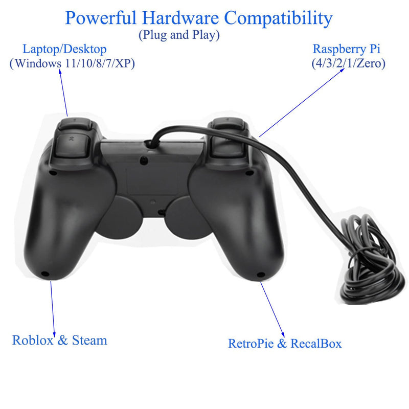 USB Wired Game Controllers for PC/Raspberry Pi Gamepad Remote Dual Shock Joysticks Joypad for PC(Windows 11/10/8/7) & Steam/Roblox/RetroPie/RecalBox