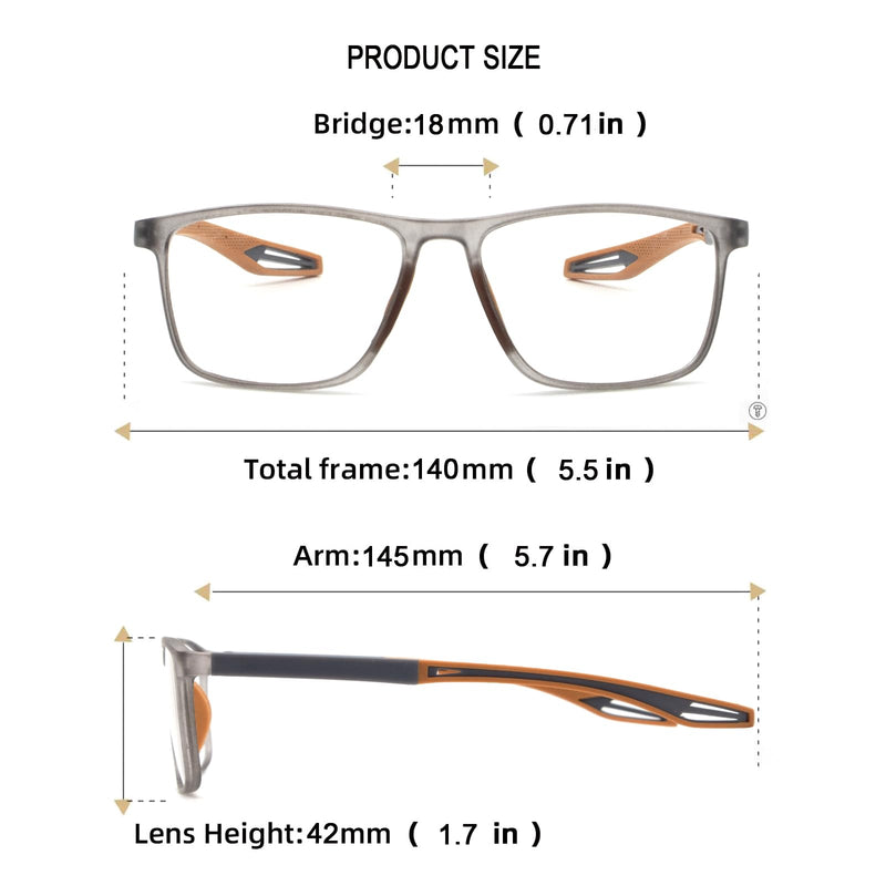 2 Pack Reading Glasses for Men，Sports Style Blue Light Blocking Readers with Anti Glare Filter Lightweight Eyeglasses Black&grey 1.5 x