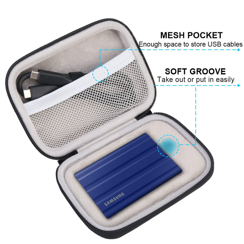Lacdo Hard Carrying Case for Samsung T7 Shield / T7 / T7 Touch Portable Solid State Drives 500GB 1TB 2TB USB 3.2 External SSD Hard EVA Shockproof Storage Travel Bag, Black