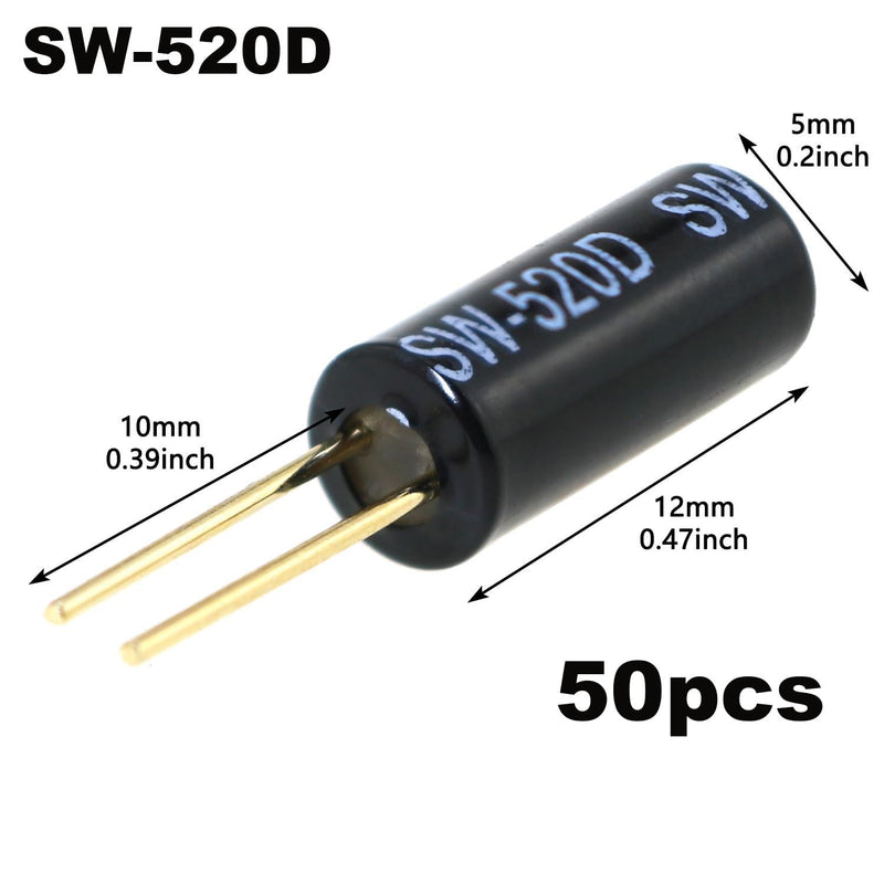 RUNCCI-YUN Tilt Sensor Angle Sensor Vibration Sensor Ball Switch 12V-24V 20MA SW-520D Metal Ball Tilt Shake Trigger Switch for Arduino Smart Car (Black)