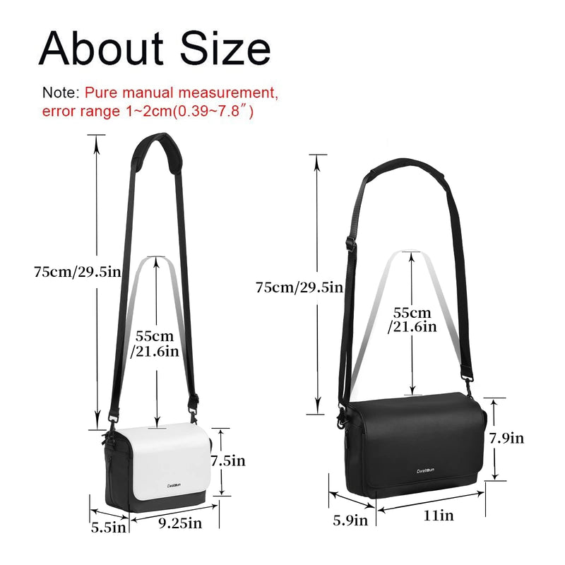 Cwatcun Camera Shoulder Bag, Waterproof Crossbody Case, Compact Photography Backpack, Compatible with Canon/Nikon/Sony/Fuji DSLR/SLR/Mirrorless Camera, Lens and Accessories, White Small