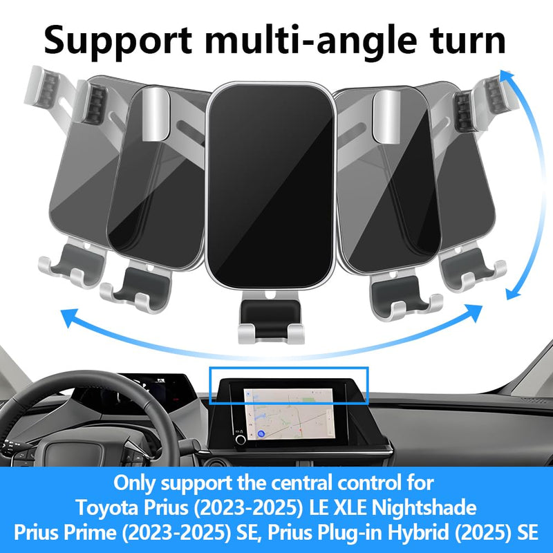 Car Phone Holder for 2023 2024 2025 2026 Toyota Prius SE LE XLE Nightshade XSE 【 8-inch Touchscreen 】Auto Interior Accessories Best Cell Phones Mount Cellphone Mobile Charging Navigation Stand for 2023-2026 Toyota Prius 8-inch Touchscreen