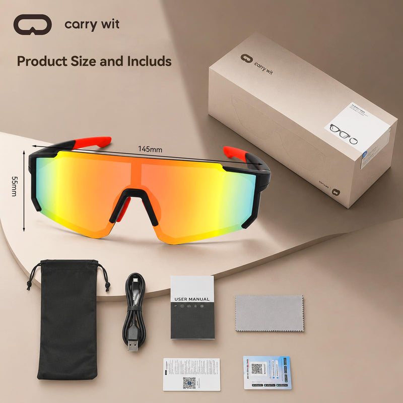 AI Smart Sports Sunglasses for Men/Women, Bluetooth Glasses for Cycling Running Driving, UV400 Polarized Lenses, Bluetooth 5.4, 6-8H Playtime, Outdoor UV Protection and Voice Control(Orange) Orange