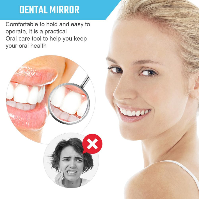AOOWU Pack of 2 Mouth Mirrors, Dental Mouth Mirror, Stainless Steel Mouth Tooth Mirror, Inspection Mirror, Dental Care Set with Anti-Fog, Dental Care Mirror for Dental Care