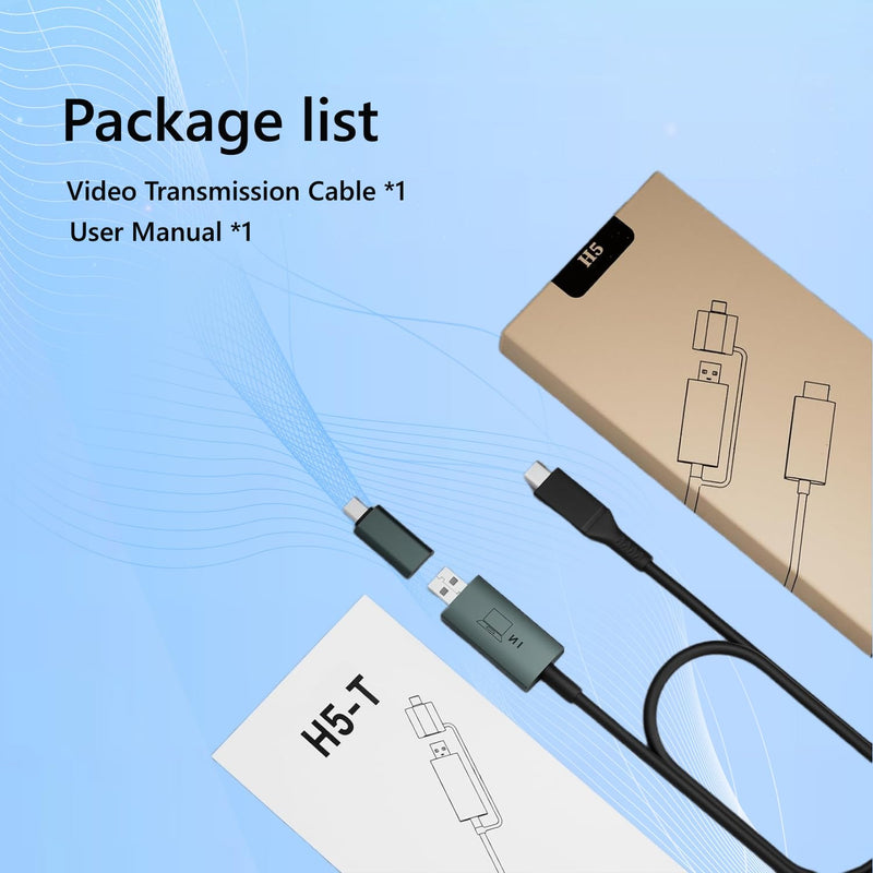2-in-1 USB-A/C to HDMI Converter Cable for 14''/15.6'' Tri-Screen Display, Video Signal Adapter Compatible with M1/M2/M3/M4 MacBook and No Type C Laptops, Need to Download Driver