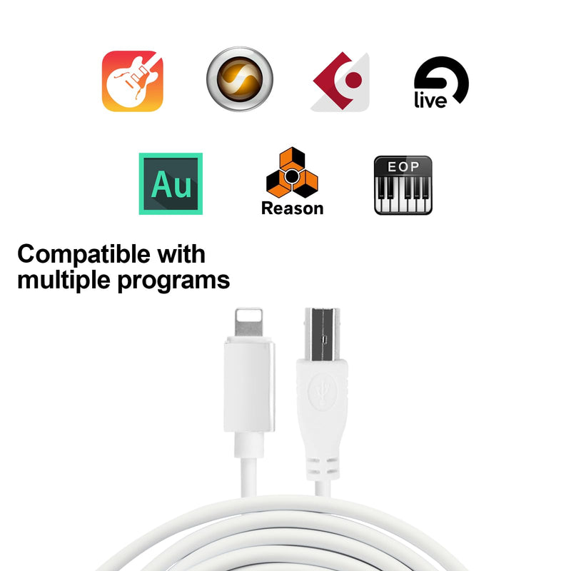 [AUSTRALIA] - Lightnning to USB 2.0 OTG Cable Type B Midi Cable 5Ft Lighting to Midi Cable Compatible with iOS Devices to Midi Controller, Electronic Music Instrument, Piano, Midi Keyboard and More 