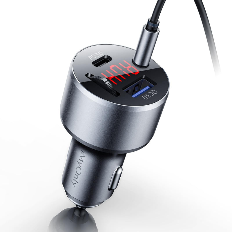 AUX Car Adapter FM Transmitter,iMyOnly QC/PD All-Metal Bluetooth V5.4 AUX Adapter for Car Music Player, Bluetooth Transmitter with Hands-Free Calling