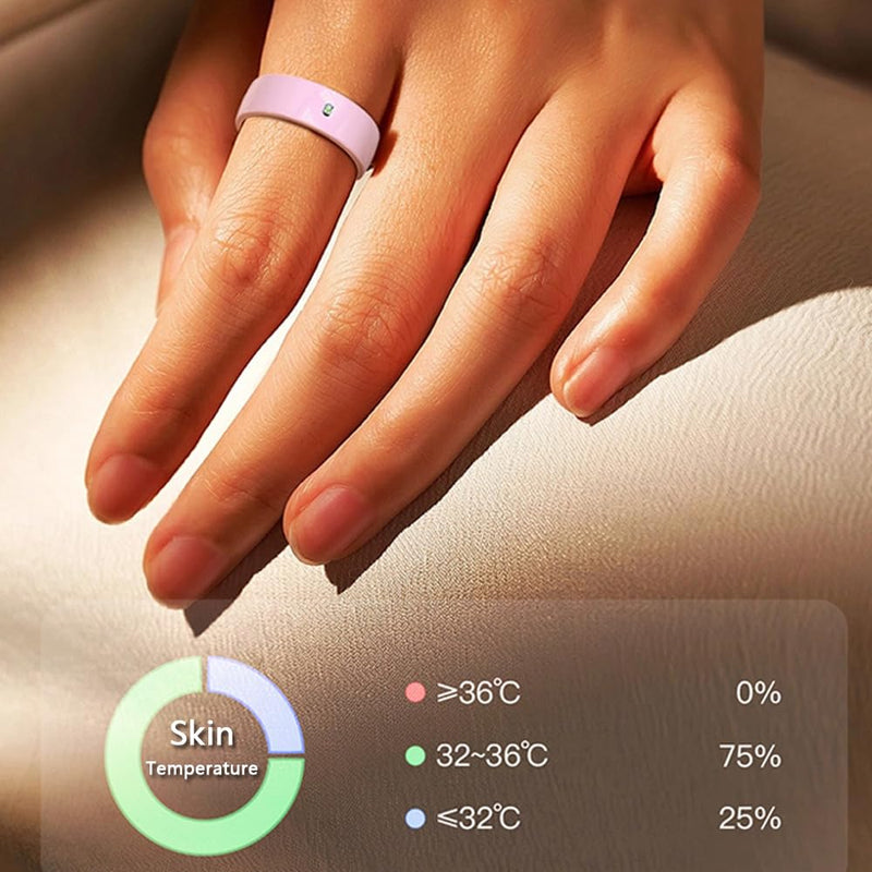 Smart Ring Fitness Tracker for Women Pink Ceramic (Size #10) | Sleep Monitoring, Heart Rate Monitoring, Gesture Touch Control, Menstral Tracking, Body Temperature, Charging Case