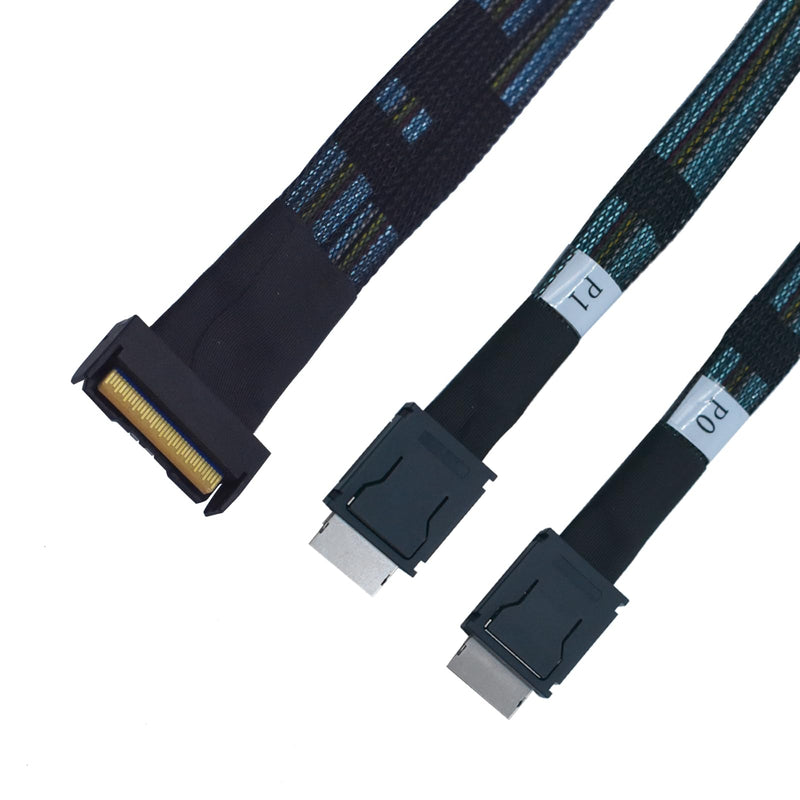 PCIe 5.0 MCIO x8 to Dual Oculink SFF-8611 4i Cable | 2.6 feet(80 cm), 2-Port Oculink 4i