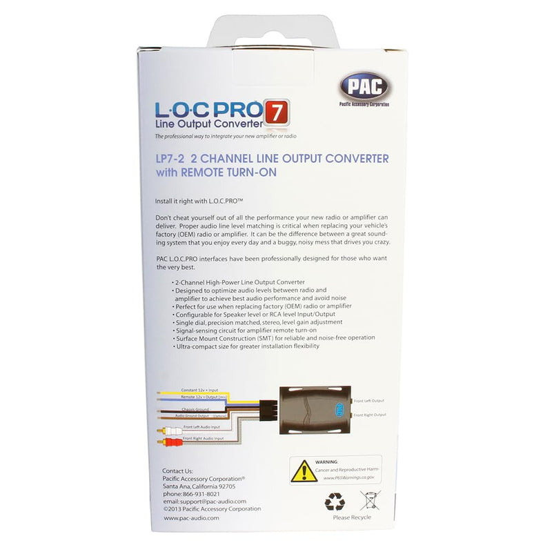 [AUSTRALIA] - PAC LP7-2 L.O.C. PRO Series 2-Channel Line Output Converter with Remote Turn On 4in. x 8in. x 1in. 