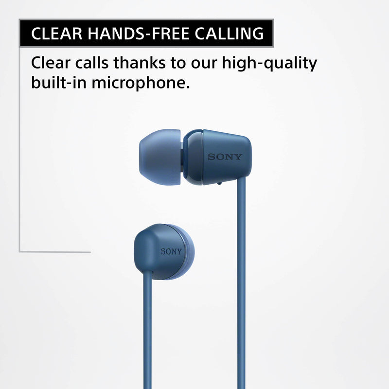 Sony WI-C100 Wireless in-Ear Bluetooth Headphones with Built-in Microphone,Blue,(Pack of 2) Blue One Size (Pack of 2)