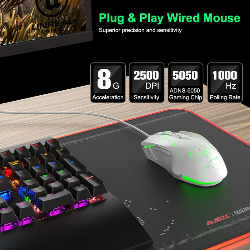 RGB Lightweight Gaming Mouse, Programmable 7 Buttons, Ergonomic LED Backlit USB Gamer Mice Computer Laptop PC, for Windows Mac OS Linux, Pink (Star White) star white