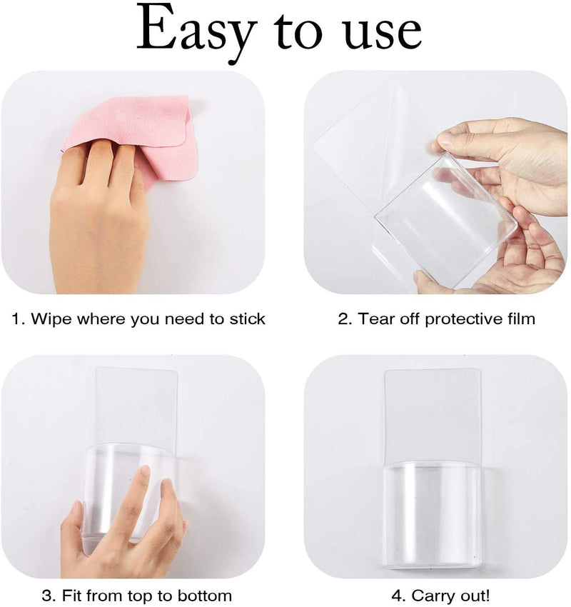 Remote Control Holder Wall Mount Damage-Free (2 pack), Clear Media Organizer Storage Box, Table and Nightstand Convenient Remote Caddy