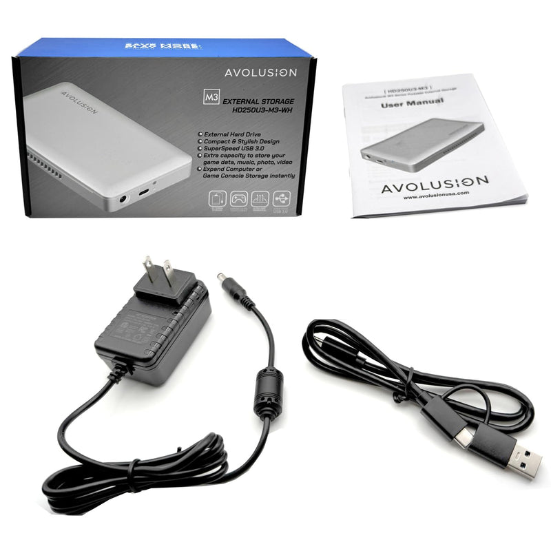 Avolusion M3 Series 1TB USB 3.0 Portable External Hard Drive - White (for Windows, Mac OS, Xbox, PS)