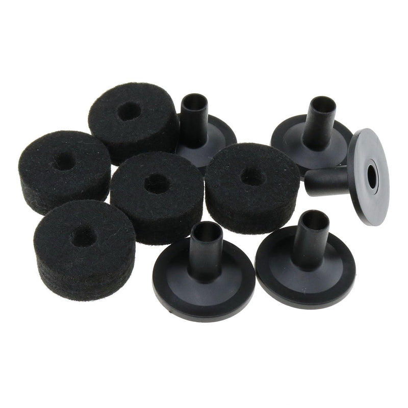 10Sets Cymbal Stand Felt Fisher Kit Plastic Drum Cymbal Stand Sleeves Drum Accessories, Black