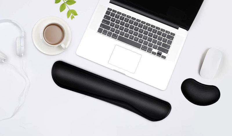 Mouse Wrist Rest Pad 17" Keyboard Wrist Rest Support Bar Memory Foam Set for Easy Typing Wrist Pain Relief Ergonomic Design Durable Lightweight Anti-Skid Wrist Cushion for Office/Gaming/PC/Laptop/Mac