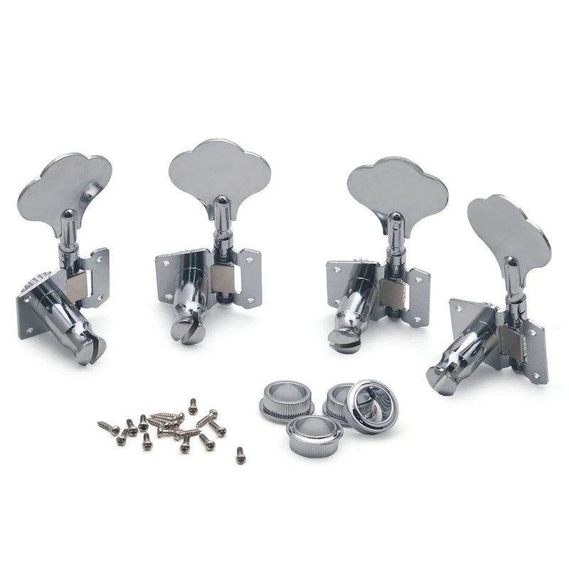 4R Opened Electric Bass Guitar Tuning Pegs Machine Heads Tuners for Bass for Jazz Precision P Bass Replacement (Chrome) Chrome