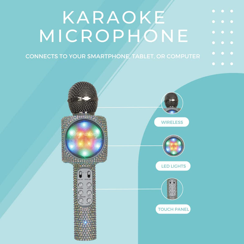 Sing-Along Bling Bluetooth Karaoke Microphone and Bluetooth Stereo Speaker All-in-One (Silver Bling) Silver Bling