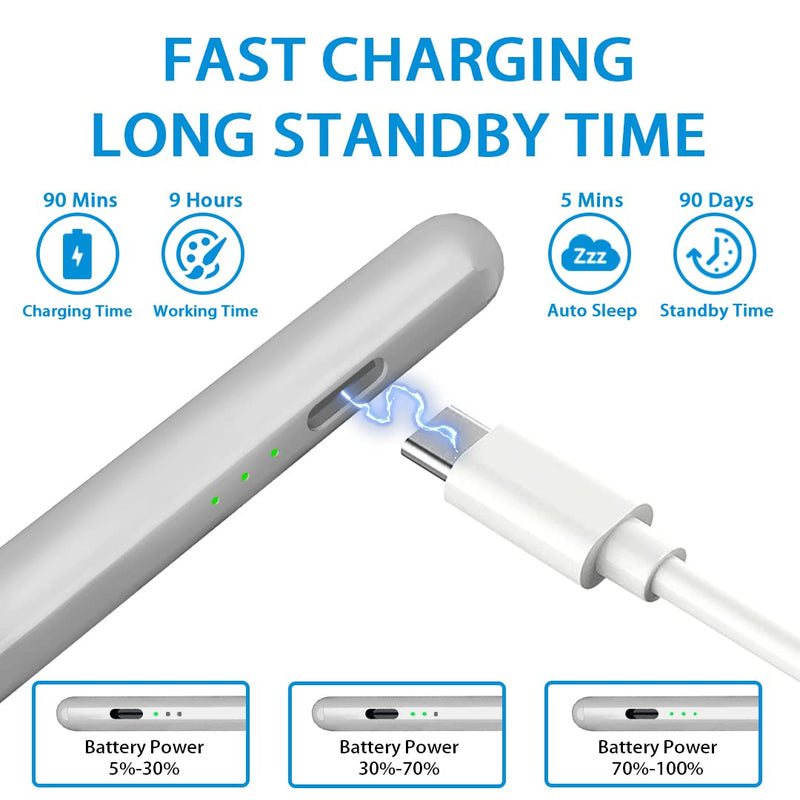 iPad Pencil 2nd Generation with Palm Rejection & Tilt Sensitive Apple Pen 1st Gen Compatible with iPad 10/9/8/7/6th iPad Pro 11/12.9 Inch iPad Air 5/4/3rd iPad Mini 6/5th Gen-Silver Silver