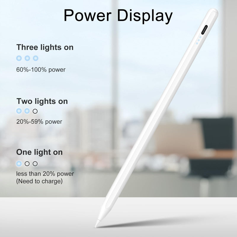 Stylus Pen for iPad, 13 mins Fast Charging Apple iPad Pencil with Palm Rejection, Tilt Sensitivity, Work for 2018-2023 iPad Air 3/4/5, iPad Mini 5/6, iPad 6/7/8/9/10, iPad Pro 11", iPad Pro 12.9" A-White