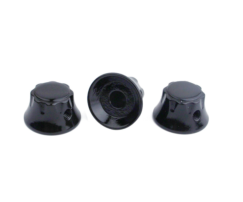 Guyker 3Pcs Top Hat Guitar Potentiometer Control Knobs 6mm Dia. Shaft Pots - Brass Bell Cap Speed Tone Volume Knob Replacement Parts for Electric Guitar or Precision Bass - black