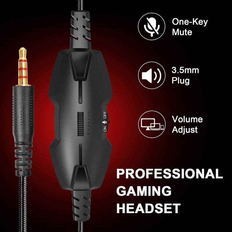 IMYB A88 Gaming Headset with Mic for Ps5, Pc, Xbox One Series X/s, Ps4, Switch, Stereo Wired Noise Cancelling Headphones with Microphone for Computer, Laptop, Mac, Nintendo, Games (Red) BlackRed