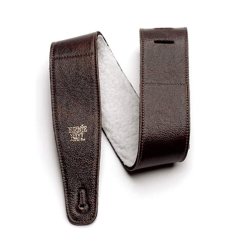 Ernie Ball Italian Leather with Fur Padding Guitar Strap, Chestnut (P04138)