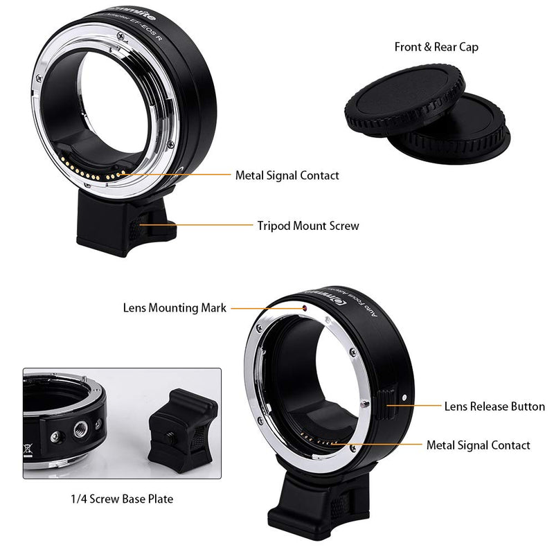 Commlite CM-EF-EOS R Lens Adapter, Electronic Auto-Focus EF to R Mount Adapter for Canon EF/EF-S Lens to EOS R, EOS RP, EOS R6, EOS R5 Series Mirrorless Cameras EF-EOS R