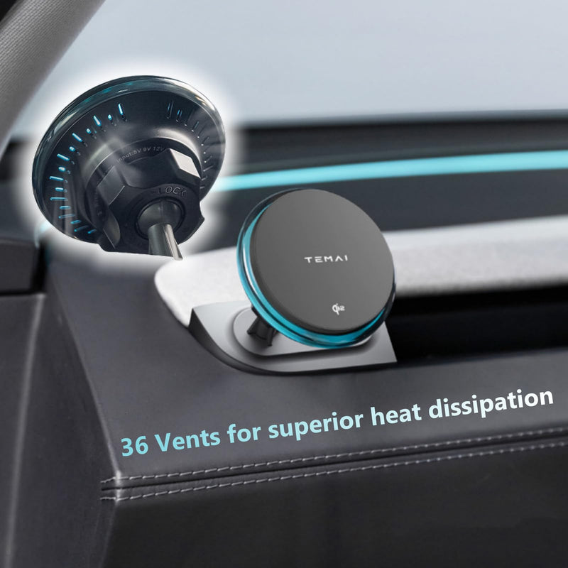 Persevere for Tesla Phone Mount Model 3 Highland 2024-2025 & Model Y Juniper 2025, 15W Qi2 Wireless Charger Strong Magnetic Holder, Fixed Driver Left Air Vent for 4-6.9" Smartphones, Anti-Slip Model Y Juniper 25 / Model 3 Highland 24-25