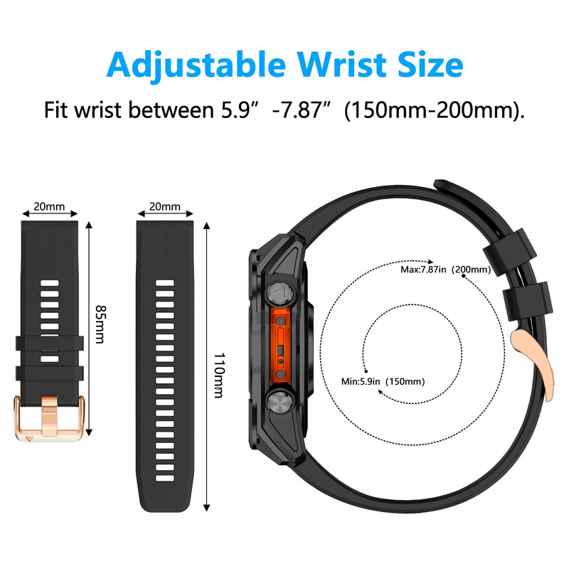 20mm Soft Silicone Watch Band Compatible With Garmin Fenix 8 AMOLED 43mm/Fenix 7S pro sapphire solar/Fenix 6S Pro/Fenix 5S Plus,Women Quickfit Bands for Descent Mk3i 43mm/Mk2s/Approach S70 42mm 3Pack1